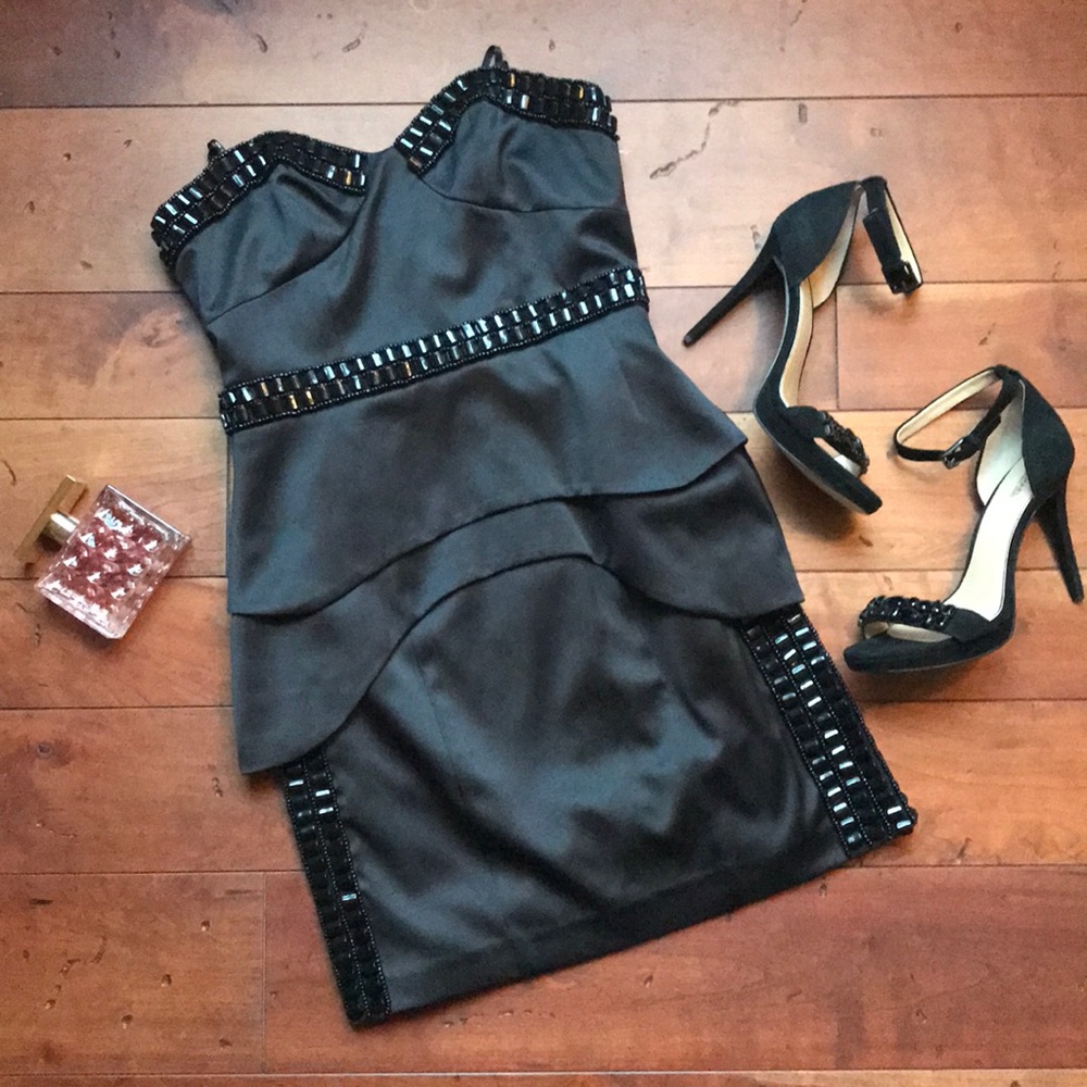 Strapless Beaded Mini Dress